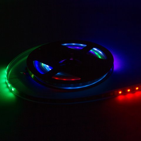 Светодиодная лента RGB SMD5050, WS2811 (белая, c  управлением, IP65, 12 В, 60 диодов/м, 5 м) Превью 2