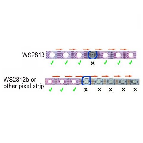 Світлодіодна стрічка RGB SMD5050, WS2813 (чорна, з управлінням, IP20, 5 В, 30 діодів/м, 1 м) Прев'ю 2