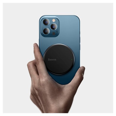 Беспроводное зарядное устройство Baseus Simple Mini Magnetic, Power Delivery (PD), черное, USB тип-C, стекло, пластик, металл, 15 Вт, c кабелем, магнитное, #WXJK-F01 Превью 1