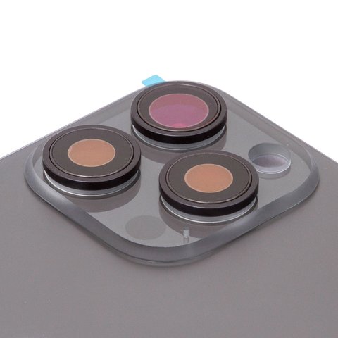 Задня панель корпуса для iPhone 15 Pro Max, чорна, із склом камери, High Copy Прев'ю 1