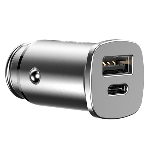 Автомобильное зарядное устройство Baseus BS-C15C, USB выходы 4,5В 5А/5В 4,5А/9В 3А/12В 2,5А, (USB тип-C вход 5В 3А/9В 3А/12В 2,5А/15В 2А), серебристое, 30 Вт, 24 В, 12 В, #CCALL-AS0S Превью 2