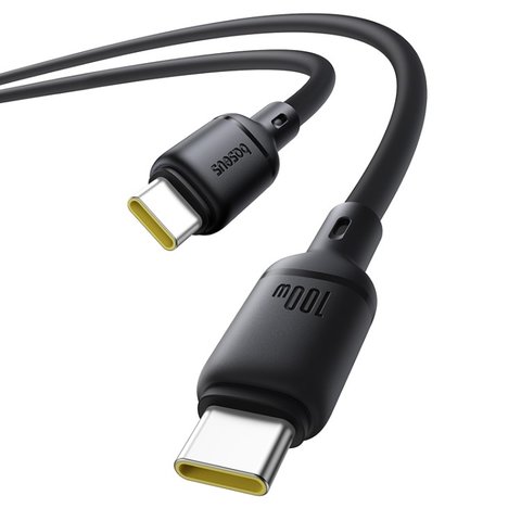 Cable USB Baseus Silky, 2xUSB tipo-C, 200 cm, 100 W, negro, de silicona, #P10377704113-01 Vista previa  2