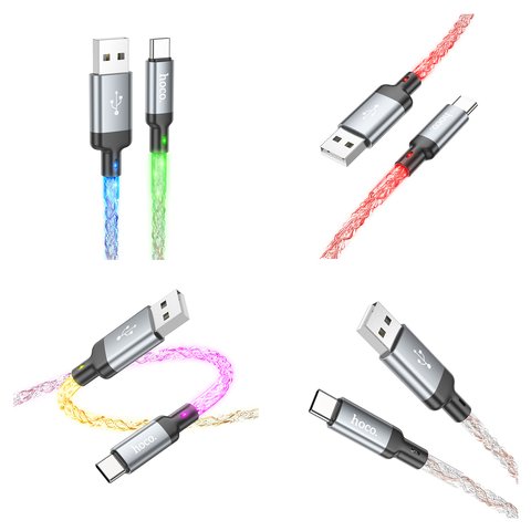 USB кабель Hoco U112, USB тип-C, USB тип-A, 100 см, 3 A, серый, #6931474788818 Превью 2