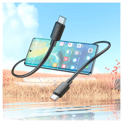 USB кабель Hoco X96, 2xUSB тип-C, 100 см, 100 Вт, 3 A, черный, #6931474799142 Превью 1