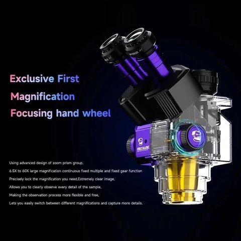Microscopio Mechanic ROBOT6560T-B11, trinocular, 6,5X-60X Vista previa  2