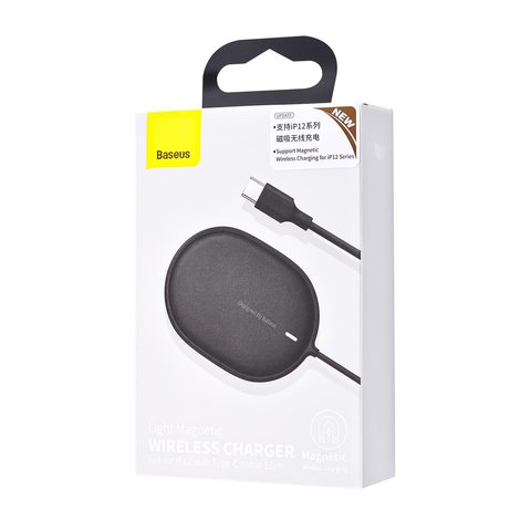 Беспроводное зарядное устройство Baseus BS-W518, Fast Charge, черное, USB тип-C, 15 Вт, магнитное, #WXQJ-01 Превью 1