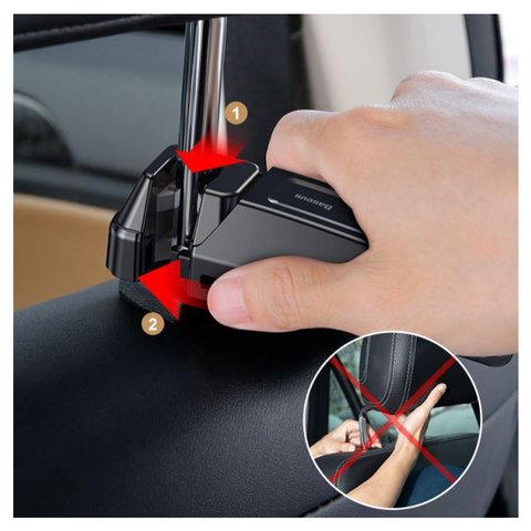 Автомобильный держатель Baseus Backseat holder hook, черный, на подголовник, #SUHZ-A01 Превью 5